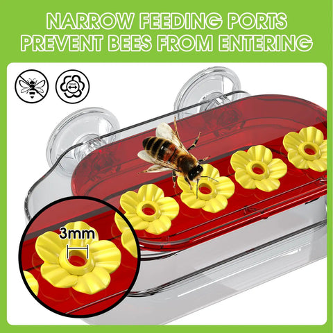 Two Pack Window Hummingbird Feeder With Four Feeding Ports, Ultra Strong Suction Cups, Easy To Clean, Weather Resistant Plastic