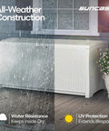 99 Gallon Outdoor Deck Box With Hinged Lid White All Weather Resin Storage For Patio Yard And Garage Large Organizer