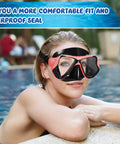 Person wearing Six Pack Adult Swim Goggles With Nose Cover For Women And Men Pool Mask Anti Fog Tempered Glass Snorkel Dive Mask Gear