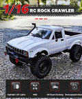Rugged All Terrain 4x4 RC Crawler Truck 1 Sixteenth Scale Remote Control Pickup RTR Off Road Toy Car For Adults Durable Battle Ready Offroad Beast In White Finish on rocky terrain