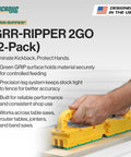 Heavy Duty Workhorse Push Block Compatible With Table Saws Routers Jointers And Band Saws Featuring Rock Solid Non Slip Grip To Completely Banish Kickback For Flawless Woodworking Projects Around The Home Shop 2 Pack on a work surface.