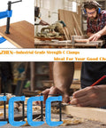 Woodworker using Beefy 4 Inch C Clamps Set, Malleable Iron G Clamps For Woodworking And Metalworking, Welding And Automotive Projects