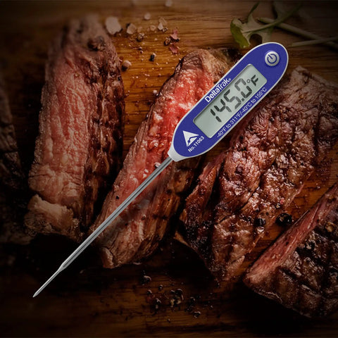 Jumbo Display Digital Thermometer With Needle Probe And Auto Cal Ultra Easy Read LED Screen For Grilling And Kitchen Cooking Perfect For Steak Chicken And Poultry Indoors on steak