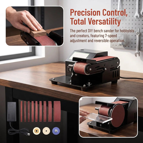 Dude Get This 7 Speed Mini Bench Belt Sander It Is A Sweet 250W Grinder With Reverse Control perfect for sharpening and polishing.