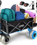 Foldable Beach Wagon With 9 Inch All Terrain Wheels Beast Heavy Duty Cart That Holds Up To 300 Lbs Dual Battery Pack