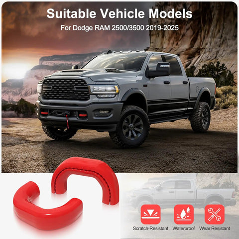 Dodge RAM Tow Hitch Covers 2019 to 2026 Thickened Upgrade 2 Pack Red For 2500 3500 Exterior Accessories Durable Tow Hook Covers