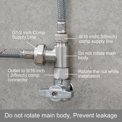 Three Eighths Inch And One Half Inch Stainless Steel Tee Connector With Fittings Nickel Brushed Finish Easy Install Toilet Valve Adapter For Water Line And Flexible Hose Durable Plumbing Tee For Home Renovations