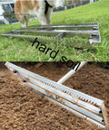 Pro Grade 2 In 1 Lawn Leveling Rake With Double Sided Design And Serrated Edge, 70 Inch Adjustable Stainless Steel Garden Rake on grass