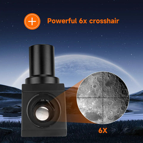 Right Angle Finder Scope 6x30mm With Correct Image Optics 120mm Focal Length High Light Gathering For Telescopes Crosshair Reticle For Easy Targeting Pro Grade Stargazing Accessory, black 6x finder scope with crosshair