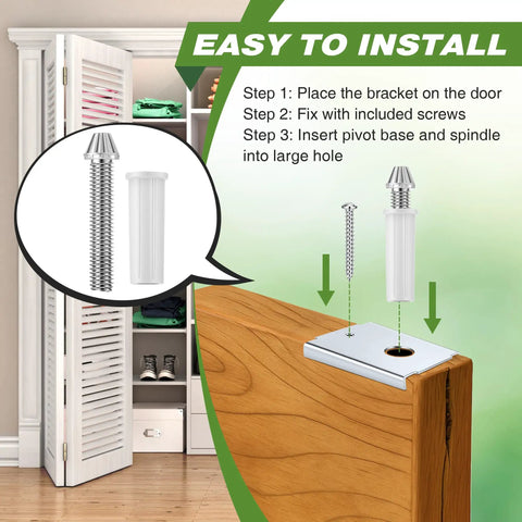 4 Pack Bifold Door Hardware Repair Kit For One And Seven Eighths Inch Wood Doors And Seven Sixteenths Inch Pivot Holes installation steps