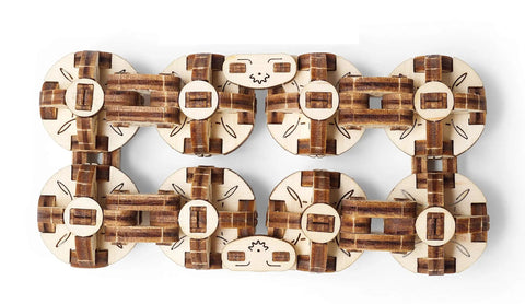 Flexi Cubus Brainteaser 3D Mechanical Wooden Puzzle Mind Bending Reconfigurable Cube For Adults And Teens Anti Stress Desk Toy With An Intricate Skeleton Sphere Design And Endless Shape Shifting Fun, beige wooden puzzle flat layout