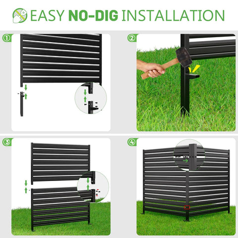 Easy installation steps for Three Panel Metal Privacy Fence Screen No Dig Design For Outdoor Use 42 Inch High By 38 Inch Wide Rustproof