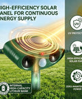 2 Pack Ultrasonic Deer Repellent With Motion Sensor For Garden And Yard, motion-activated solar unit with UV protection and lithium battery