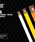 Romex metal staples package showing compatible cable models 63946 14/3, 63947 12/3, 63948 10/3, for NM and UF cable.