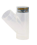Clear 2-1/2 Inch Y Fitting for Dust Collection Hose, Dual Hose Connector for Dust Collection System, front view