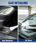 Tornado Nozzle Air Blow Gun For Car Detailing And Home Cleaning shown removing dust from car seat gap and drying windshield