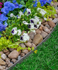 Heavy Duty No Dig Landscape Edging Kit 50 Foot Gray Plastic Edging For DIY Lawn And Garden Borders Perfect For Raised Beds Trees Flower Beds And Light Paver Projects along flower bed