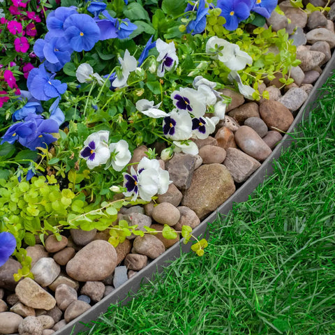 Heavy Duty No Dig Landscape Edging Kit 50 Foot Gray Plastic Edging For DIY Lawn And Garden Borders Perfect For Raised Beds Trees Flower Beds And Light Paver Projects along flower bed