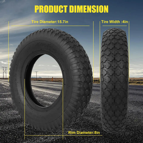 4.80/4.00-8 Tire And Inner Tube Replacement For Wheelbarrows Hand Trucks Lawn Mowers Dollies Wagons Go Karts Trailers Premium Rubber