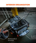 Interior view of Heavy Duty Jobsite Duffel Bag For Work Gear With Padded Shoulder Straps 34L, showing pockets and dividers.