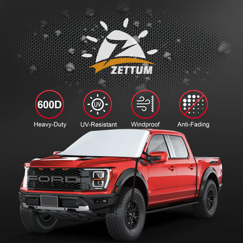 Truck Windshield Sun Cover 600D Heavy Duty Sun Shade For Pickups Keeps Your Cab Cool And Protected From Summer Heat And UV