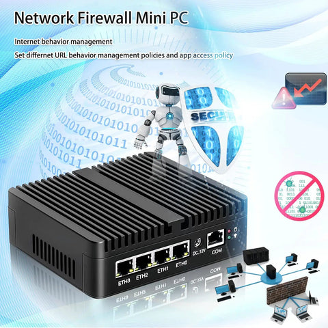 Built Different Fanless Firewall Box Cranking Out Celeron 6305 with four LAN ports for secure networking in compact design.