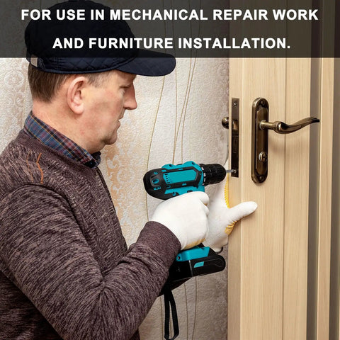 Person using 5 Piece H6.0 Hex Head Drill Bit Wrench Set With 6mm Flat Tip on door lock installation