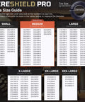TireShield Pro size guide for Heavy Duty Tire Covers Set Of Four For 26 To 28.75 Inch Tires, displaying small to XXX-large sizes.
