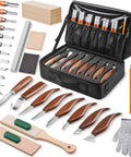 All In One Wood Carving Kit For Beginners 35 Piece Set With Whittling Knives Carving Chisels Basswood Blocks