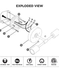 Exploded view diagram of Two Light Wall Sconce For Bathroom And Hallway Sleek Modern Minimalist Vanity Lighting With Exposed Bulbs