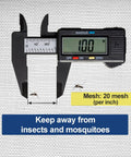 Digital caliper measuring 20 mesh size of Beefy Heavy Duty Stainless Steel Woven Wire Mesh Roll 0.15mm for doors