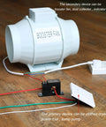 Miniature Current Switch No External Power Needed Self Powered Normally Open Amp Sensor Relay For AC 1 to 50A Detectable shown connected to booster fan on wooden surface.