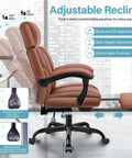 Built For Big And Tall Folks Leather Office Chair With Footrest And Adjustable Headrest, Reclining Back in side view