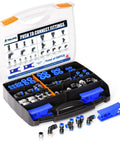 Blue Push To Connect Air Fittings Kit With 1/4 3/8 1/2 1/8 Inch Straight And Elbow Quick Connects, 68-piece set