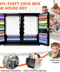 440 Key Lock Box With Wall Mount And Dual Doors Beefy Heavy Duty Steel Key Cabinet 20 Adjustable Hook Plates Index Log And Tags 440 Key Storage For Garage And Home Office Security Black with open doors showing organized key tags
