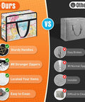 Comparison of colorful and gray 60L under bed storage bags with lids, highlighting sturdy handles and ease of cleaning.