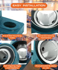 Two-pack UCP205-16 mounted pillow block bearings, chrome steel housing, 1" bore