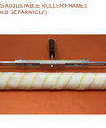 Killer 18 Inch Shedless Paint Roller Cover Haul 48 Pack Lint Free With End Caps Professional Grade Wall Roller Covers fitted to adjustable roller frame for painting.