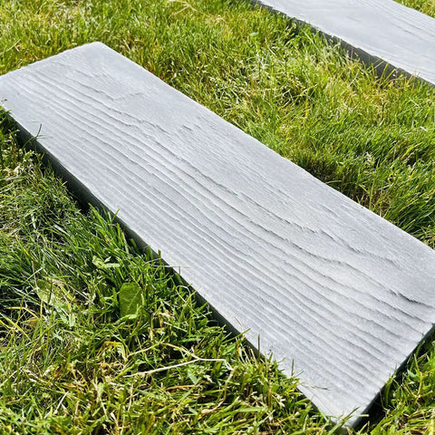 Wooden Board Molds For Concrete Stepping Stones And Garden Walkways, DIY Paver Molds For Patios And Paths on grass.
