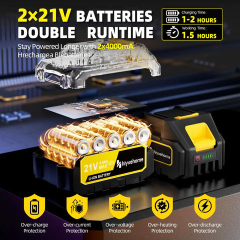 Cordless Pole Saw 4-In-1 With Dual 6-Inch And 8-Inch Bars And 180 Degree Rotatable Trimmer 4000mAh Batteries Display