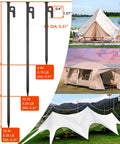 Beefy 8 Pack Tent Stakes Heavy Duty Metal Pegs For Camping Eight Inch Steel Ground Anchors with size comparison chart and tents