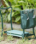 Foldable Garden Kneeler Seat With Tool Pouch, Portable Garden Bench With EVA Foam Padded Kneeling Pad, Doubles As Kneeler Or Seat, Built For Real Comfort While You Weed, Plant, And Prune On Level Surfaces, shown with tools in pouch