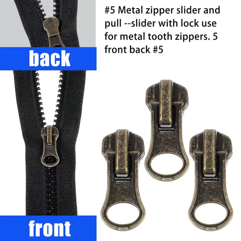 41 Piece Zipper Repair Kit Black Durable Universal Replacement Sliders For Separating Jacket Zippers with metal slider and pull
