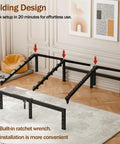 Rock Solid Full Size Bed Frame Featuring Heavy Duty Steel Slats And Recessed Middle Support Holds Three Thousand Five Hundred Pounds Dead Silent Setup Without Box Springs Easy To Assemble For Quick Sleep Tonight folding design with steel slats and ratchet wrench for easy assembly