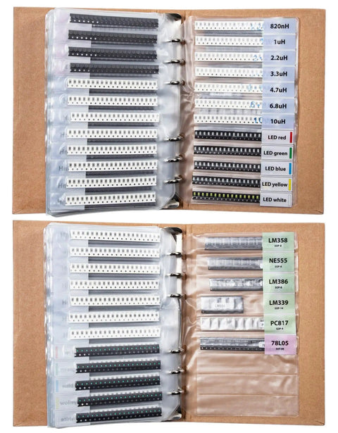 Open Ultimate SMD Electronics Kit SMT Book With 5435 Pieces Of 1206 Resistors Capacitors Transistors Diodes ICs And More