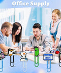 Office setting with Cheeky 30 Pack Large Funny Paper Clips Set featuring cartoon designs, ideal for coworkers and stress relief.