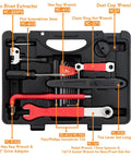 18 Piece Bike Repair Tool Kit Set with Torque Wrench for Mountain and Road Bikes, includes chain rivet extractor and wrench.