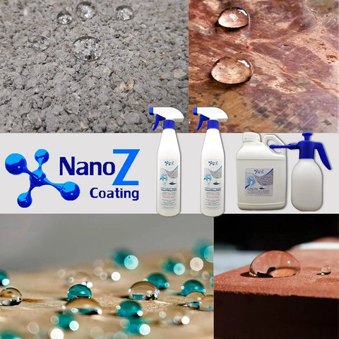 No Fuss Nano Stone Sealer For Concrete Marble Granite And Cement Eco Friendly Invisible Water Repellent Coating on various surfaces.