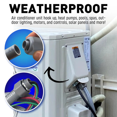 Power Whip Wiring Kit For AC Hookup Half Inch Flexible Nonmetallic Liquid Tight Conduit With Ten Gauge Wire installed on AC unit