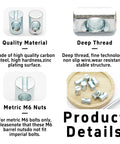 24 Piece M6x15mm Barrel Nut Cross Dowels Slotted Nut Hardware Replacement Kit for Bunk Beds Headboards Chairs Zinc Plated